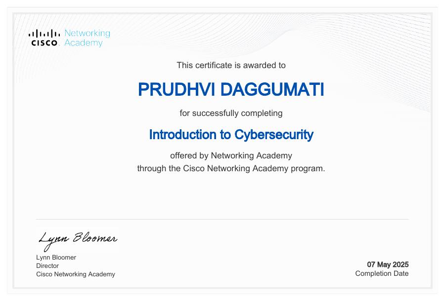 Cisco Introduction to Cybersecurity